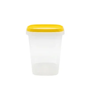 0.52l_square Transparent square jar 90x90/0.52 L + yellow PP lid (0.0245 kg)