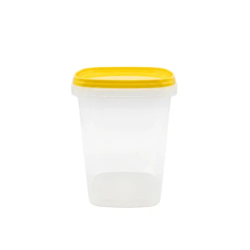 0.52l_square Transparent square jar 90x90/0.52 L + yellow PP lid (0.0245 kg)
