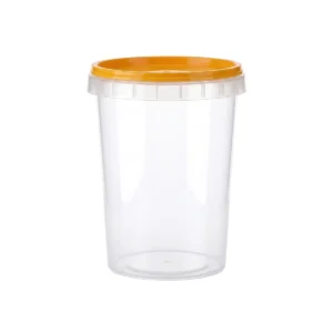0_52l_round Transparent round jar 0.52/95 L + yellow PP lid (0.0245 kg)