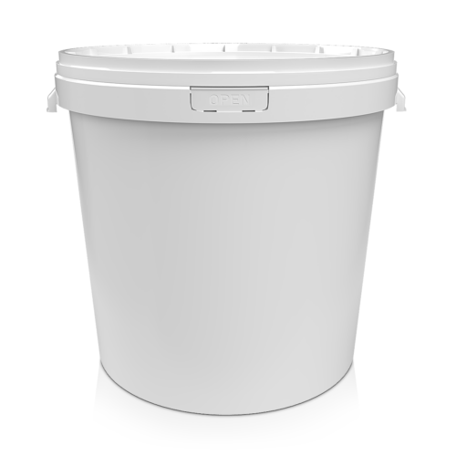 Bucket 33 L white + white lid PP (1.049 kg)